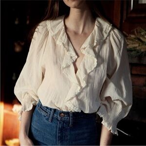 Doen Cream Ruffled Blouse